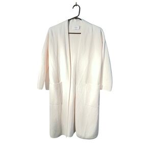 Wilfred Aritzia Long Off White Cardigan Sweater With Pockets And Slits Small